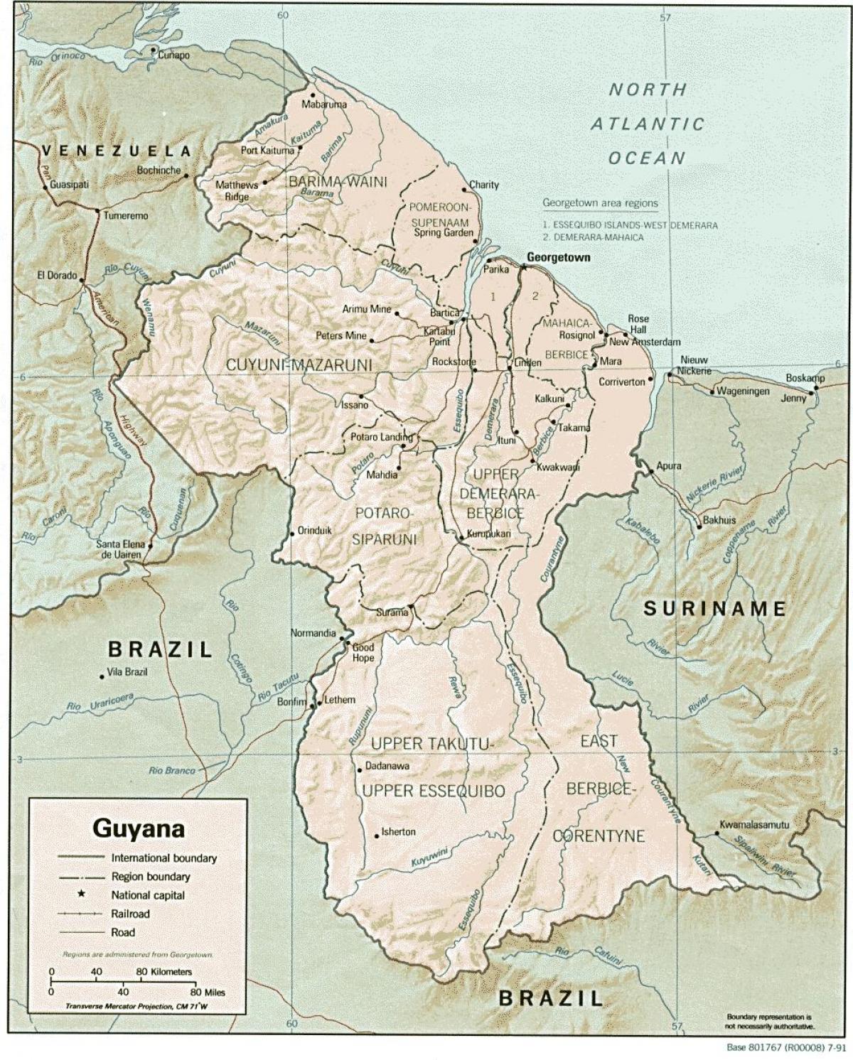 карта селища на индианците в Гвиана