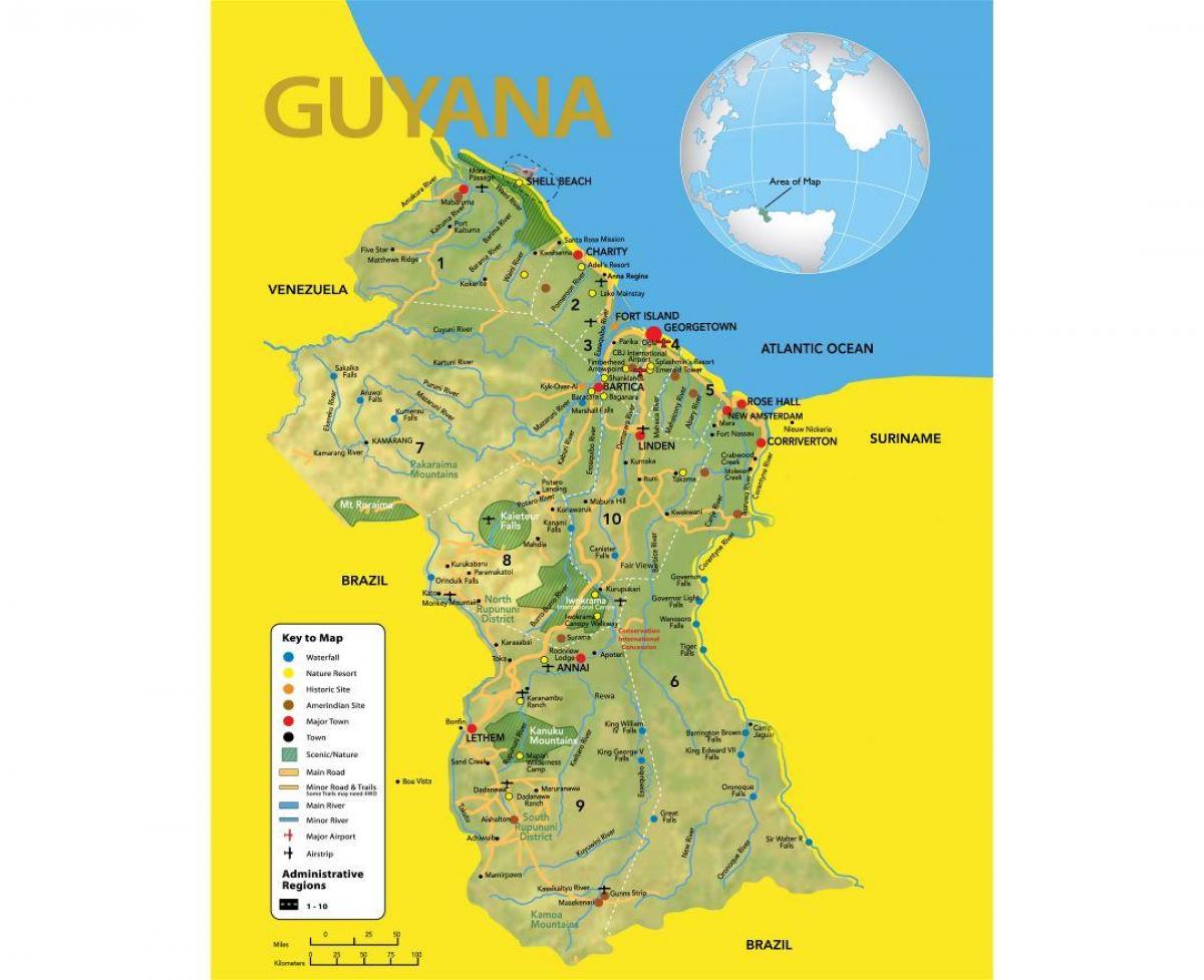 карта Гайана местоположението на картата 