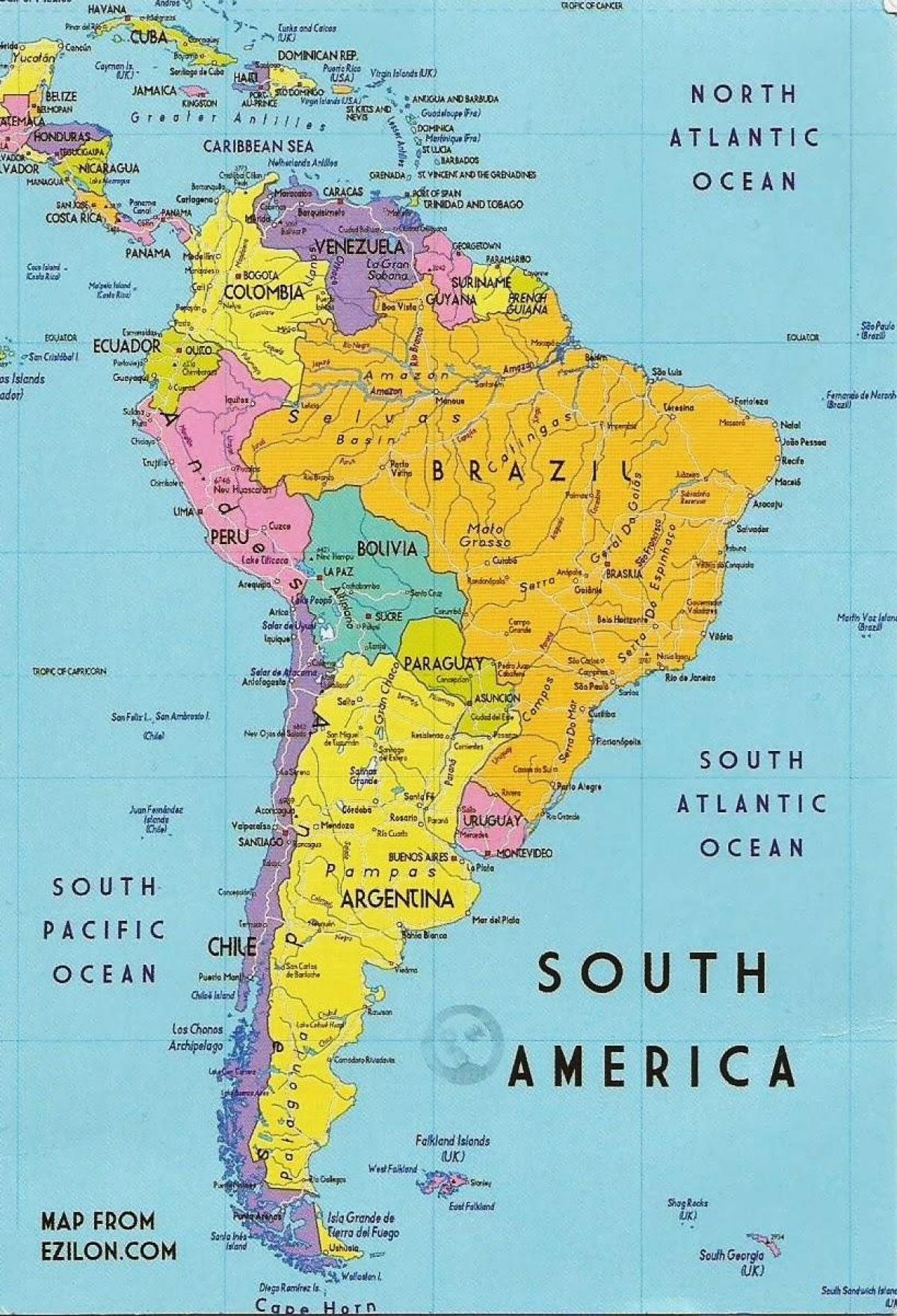 карта Гвиана-в Южна Америка 