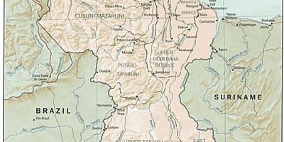 Карта Гайана, с участието на три окръга