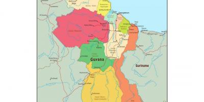 Карта Гайана покажи на 10 административни района
